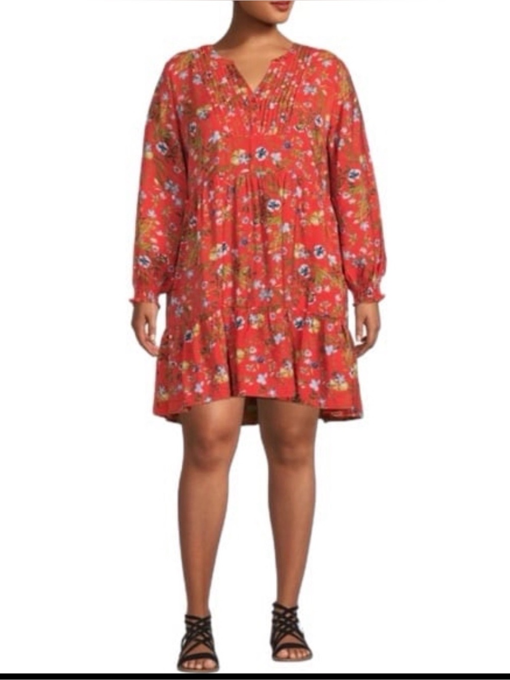 Terra and Sky Orange multicolored tiered skirt peasant dress size 3X